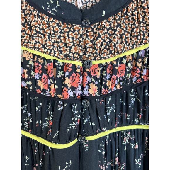 Free People Paloma Printed Blouse Black Floral Size Large - Picture 8 of 10